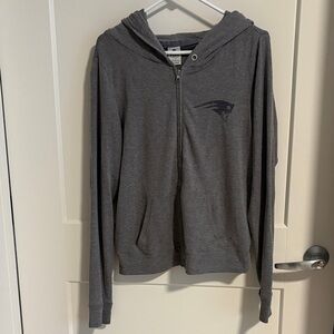 PINK Victoria's Secret PATRIOTS Women's Gray Zip-Up Hoodie